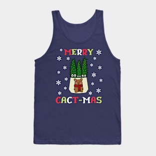 Merry Cact Mas - Eves Pin Cacti In Christmas Bear Pot Tank Top